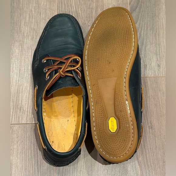 Men's Vibram dark blue leather loafers / boat shoes, size 11 - Picture 7 of 9